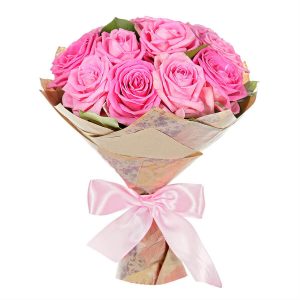 Букет из 11 коротких розовых роз доставка Хмельницкий